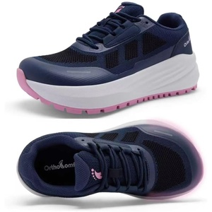image:imageOrthoComfoot Womens Orthopedic Wide Plantar Fasciitis Trail Shoes Comfortable Diabetic Arch Support Orthotic Flat Feet Running Sneakers Casual Non Slip Hiking Shoes for Foot Heel and Pain ReliefK1dark Blue