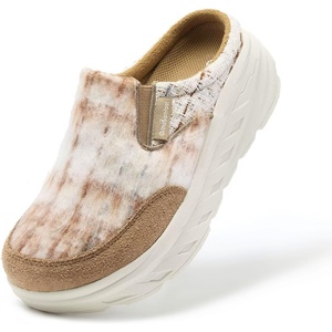 image:imageWomens Orthopedic Diabetic Wide Slippers Comfortable Arch Support Plantar Fasciitis House Slip On Loafers Casual Flat Feet Winter Warm Walking Shoes for Foot and Heel Pain ReliefK2brownBeige