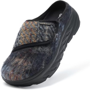 image:imageWomens Orthopedic Diabetic Wide Slippers Comfortable Arch Support Plantar Fasciitis Walking Shoes Casual Flat Feet Winter Warm Hook and Loop House Slip On Loafers for Foot and Heel Pain ReliefK1navyBrown