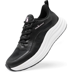 image:imageWomens Orthopedic Road Running Shoes Comfortable Arch Support Plantar Fasciitis Flat Feet Orthotic Sport Sneakers Casual Breathable Outdoor Walking Tennis Shoes for Foot Heel and Pain ReliefW1black