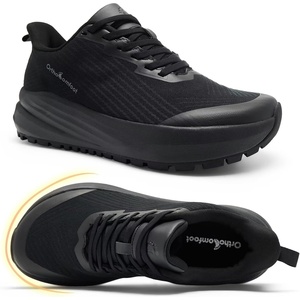 image:imageWomens Orthopedic Wide Plantar Fasciitis Shoes Comfortable Arch Support Diabetic Orthotic Flat Feet Trail Running Athletic Hiking Sneakers Casual Sports Trekking Walking Shoes for Foot Heel PainK1black