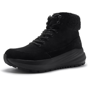 image:imageWomens Orthopedic Wide Snow Boots Comfortable Winter Plantar Fasciitis Arch Support Diabetic Walking Shoes Orthotic Leather Casual Trekking Warm Insulated Mid Ankle Boots for Foot Heel Pain ReliefK1black