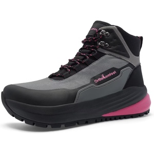 image:imageWomens Orthopedic Wide Waterproof Hiking Boots Comfortable Plantar Fasciitis Diabetic Walking Running Trekking Shoes Orthotic Non Slip Flat Feet Trail Mid Ankle Support Boots for Foot Pain ReliefK1black Rose Red