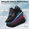 image:imageMens Orthopedic Diabetic Walking Shoes Wide Toe Box Comfort Arch Support Tennis Shoes Plantar Fasciitis Flat Feet Orthotic Sports Running Sneakers for Foot and Heel Pain ReliefK1black