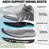 image:imageMens Orthopedic Waterproof Hiking Boots Comfortable Plantar Fasciitis Ankle Support Walking Running Mid Trekking Ankle Boots Orthotic Sport Trail Shoes for Foot and Heel Pain ReliefW2grey