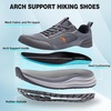 image:imageMens Orthopedic Waterproof Trail Running Shoes Comfortable Arch Support Plantar Fasciitis Cross Training Athletic Sneakers Orthotic Flat Feet Hiking Tennis Walking Sports Shoes for Foot Heel PainW2grey