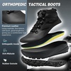 image:imageMens Orthopedic Wide Toe Box Tactical Boots Comfortable Plantar Fasciitis Arch Support Leather Military Combat Boots Long Standing Outdoor Hiking Non Slip Flat Feet Work Boots for Foot amp heel PainK1balck