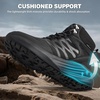 image:imageMens Orthopedic Wide Waterproof Hiking Boots Comfortable Plantar Fasciitis Work Walking Trail Running Trekking Boots Orthotic Non Slip Adventures Ankle Support Mid Shoes for Foot Pain ReliefK1black