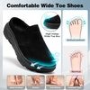 image:imageOrthoComfoot Mens Orthopedic Diabetic Wide Slippers Comfortable Plantar Fasciitis Arch Support Leather Oxfords Flat Feet Neuropathy Casual House Slip On Loafers for Foot amp Heel Pain ReliefKblack