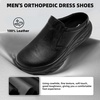 image:imageOrthoComfoot Mens Orthopedic Diabetic Wide Slippers Comfortable Plantar Fasciitis Arch Support Leather Oxfords Flat Feet Neuropathy Casual House Slip On Loafers for Foot amp Heel Pain ReliefKblack1