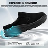 image:imageOrthoComfoot Mens Orthopedic Diabetic Wide Slippers Comfortable Plantar Fasciitis Arch Support Leather Oxfords Flat Feet Neuropathy Casual House Slip On Loafers for Foot amp Heel Pain ReliefKblack