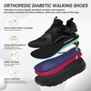 image:imageOrthoComfoot Mens Orthopedic Diabetic Wide Walking Shoes Comfortable Arch Support Plantar Fasciitis Heel Spur Laofers Casual House Hammer Toes Swollen Slip On Loafers for Foot and Heel Pain ReliefK1black