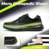 image:imageOrthoComfoot Mens Orthopedic Leather Dress Walking Shoes Comfortable Plantar Fasciitis Fashion Sneakers with Arch Support Casual Flat Feet Business Work Shoes for Foot and Heel Pain ReliefW1black