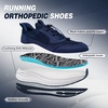 image:imageOrthoComfoot Mens Orthopedic Road Running Shoes Comfortable Arch Supports Plantar Fasciitis Orthotic Fashion Sneakers Casual Flat Feet Tennis Sports Walking Shoes for Foot Heel and Pain ReliefW2navy Blue