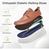 image:imageOrthoComfoot Mens Orthopedic Wide Leather Dress Walking Shoes Diabetic Plantar Fasciitis Arch Support Comfortable Sneakers Business Work Adjustable Fit Orthotic Casual Heel Foot Pain Relief OxfordsK2brown
