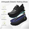 image:imageOrthoComfoot Mens Orthopedic Wide Leather Dress Walking Shoes Diabetic Plantar Fasciitis Arch Support Comfortable Sneakers Business Work Adjustable Fit Orthotic Casual Heel Foot Pain Relief OxfordsK1black