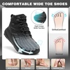 image:imageOrthoComfoot Mens Orthopedic Wide Waterproof Hiking Boots Comfortable Plantar Fasciitis Ankle Support Walking Shoes Casual Orthotic Non Slip Ankle Boots for Foot Heel Pain ReliefK1black