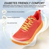 image:imageOrthoComfoot Orthopedic Diabetic Mens Wide Shoes Comfortable Arch Support Running Sneakers Plantar Fasciitis Wide Toe Box Work Tennis Outdoor Walking Shoes for Swollen Feet Heel PainK4orange Red