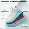 image:imageOrthoComfoot Womens Orthopedic Diabetic Wide Walking Shoes Comfortable Casual Arch Support Orthotic Plantar Fasciitis Sports Sneakers Swollen Feet Running Shoes for Foot and Heel Pain ReliefK2blueWhite