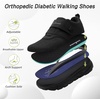 image:imageOrthoComfoot Womens Orthopedic Diabetic Wide Walking Shoes Comfortable Casual Arch Support Plantar Fasciitis Loafers Orthotic High Arch Swollen Feet Adjustable Work Shoes for Ankle and Heel PainK1black