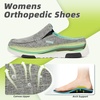 image:imageOrthoComfoot Womens Orthopedic SlipOn Loafers Walking Shoes Comfortable Arch Support Slippers for Plantar Fasciitis Casual Canvas Orthotic Mule Clogs for Foot Heel Pain ReliefW4greyGreen