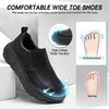image:imageOrthopedic Diabetic Leather Dress Shoes Wide Toe Box Comfortable Arch Support Plantar Fasciitis Oxford for Mens Orthotics Hammer Toes Flat Feet Casual Slip On Loafers for Foot and Heel Pain ReliefK1black