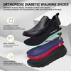 image:imageOrthopedic Diabetic Leather Dress Shoes Wide Toe Box Comfortable Arch Support Plantar Fasciitis Oxford for Mens Orthotics Hammer Toes Flat Feet Casual Slip On Loafers for Foot and Heel Pain ReliefK1black