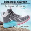 image:imageWomens Orthopedic Mid Trekking Hiking Boots Comfortable Plantar Fasciitis Ankle Support Workout Walking Running Shoes Orthotic Work Sport Waterproof Trail Sneakers for Feet and Heel Pain ReliefW2grey