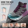 image:imageWomens Orthopedic Waterproof Hiking Boots Comfortable Wide Toe Box Plantar Fasciitis Arch Support Walking Sports Shoes Orthotic Diabetic Work Ankle Mid Boots for Feet and Heel Pain ReliefK1grey Rose Purple
