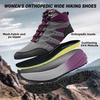image:imageWomens Orthopedic Waterproof Hiking Boots Comfortable Wide Toe Box Plantar Fasciitis Arch Support Walking Sports Shoes Orthotic Diabetic Work Ankle Mid Boots for Feet and Heel Pain ReliefK1grey Rose Purple