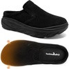 image:imageOrthoComfoot Mens Orthopedic Diabetic Wide Slippers Comfortable Plantar Fasciitis Arch Support Leather Oxfords Flat Feet Neuropathy Casual House Slip On Loafers for Foot amp Heel Pain ReliefKblack