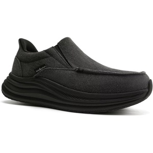 image:imageMens Orthopedic Comfortable Slip On Shoes with Arch Support Casual Plantar Fasciitis Orthotic Loafers Flat Feet Leisure Vintage Flat Canvas Walking Shoes for Foot and Heel Pain ReliefW2black