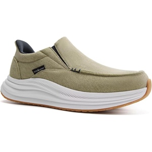 image:imageMens Orthopedic Comfortable Slip On Shoes with Arch Support Casual Plantar Fasciitis Orthotic Loafers Flat Feet Leisure Vintage Flat Canvas Walking Shoes for Foot and Heel Pain ReliefW3khaki