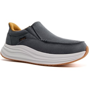image:imageMens Orthopedic Comfortable Slip On Shoes with Arch Support Casual Plantar Fasciitis Orthotic Loafers Flat Feet Leisure Vintage Flat Canvas Walking Shoes for Foot and Heel Pain ReliefW1denim
