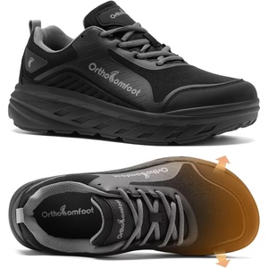 image:imageMens Orthopedic Diabetic Walking Shoes Comfortable Wide Toe Box Arch Support Plantar Fasciitis Heel Spur Running Shoes Orthotic Swollen Casual Soft Breathable Sneakers for Foot and Heel Pain ReliefK1black