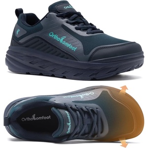 image:imageMens Orthopedic Diabetic Walking Shoes Comfortable Wide Toe Box Arch Support Plantar Fasciitis Heel Spur Running Shoes Orthotic Swollen Casual Soft Breathable Sneakers for Foot and Heel Pain ReliefK2dark Blue