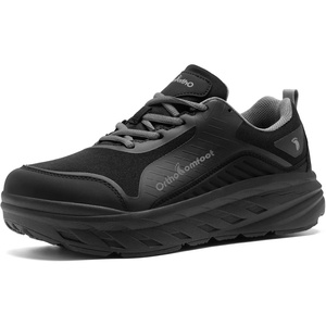 image:imageMens Orthopedic Diabetic Walking Shoes Wide Toe Box Comfort Arch Support Tennis Shoes Plantar Fasciitis Flat Feet Orthotic Sports Running Sneakers for Foot and Heel Pain ReliefK1black