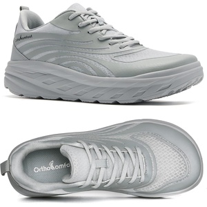 image:imageMens Orthopedic Diabetic Wide Running Shoes Arch Support Plantar Fasciitis Sneakers Comfortable Beathable Orthotic Walking Shoes for Ankle amp Heel Pain Relief Wide Fit for Swollen FeetK2gray
