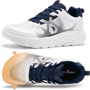 image:imageMens Orthopedic Diabetic Wide Running Shoes Comfortable Casual Arch Support Plantar Fasciitis Sports Sneakers High Arch Swollen Outdoor Work Tennis Walking Shoes for Foot and Heel Pain ReliefK3white