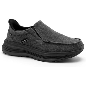 image:imageMens Orthopedic Slip On Loafers with Arch Support Comfortable Plantar Fasciitis Orthotic Shoes for Plantar Fasciitis Canvas Thick Sole Walking Shoes for Foot and Heel Pain ReliefW2black1