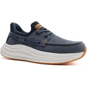 image:imageMens Orthopedic Slip On Walking Shoes Comfortable Plantar Fasciitis Arch Support Orthotic Loafers Flat Feet Casual Vintage Flat Canvas Shoes for Foot and Heel Pain ReliefW1denim