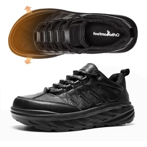 image:imageMens Orthopedic Wide Leather Dress Shoes Diabetic Arch Support Plantar Fasciitis Comfortable Casual Walking Shoes Orthotic Flat Feet Work Tennis Sneakers for Swollen Feet and Heel Pain ReliefK1black