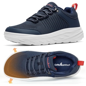 image:imageOrthoComfoot Mens Orthopedic Comfortable Diabetic Wide Shoes Wide Toe Box Arch Support Plantar Fasciitis Sports SneakersFashion Casual Hammer Toes Shoes for Foot and Heel Pain ReliefK2dark Blue