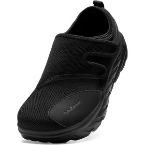 image:imageOrthoComfoot Mens Orthopedic Diabetic Extra Wide Walking Shoes Adjustable Arch Support Plantar Fasciitis SlipOn for Swollen Feet Comfortable Orthotic Easy Top Loafers for Foot and Heel PainK1black