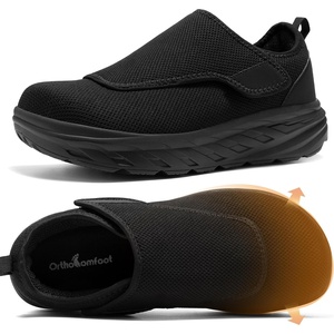 image:imageOrthoComfoot Mens Orthopedic Diabetic Extra Wide Walking Shoes Adjustable Arch Support Slip Ons Loafers for Swollen Feet Orthotic Plantar Fasciitis House Shoes for Foot amp Heel Pain ReliefK1black