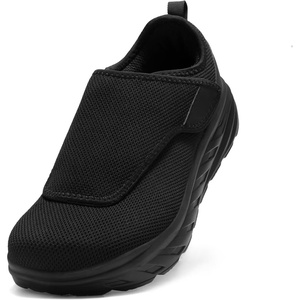 image:imageOrthoComfoot Mens Orthopedic Diabetic Extra Wide Walking Shoes Comfortable Adjustable Easy Top Arch Support Slip On for Swollen Feet Casual Orthotic Plantar Fasciitis Shoes for Foot and Heel PainK1black