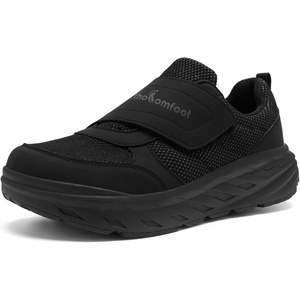 image:imageOrthoComfoot Mens Orthopedic Diabetic Walking Shoes Wide Toe Box Comfortable Arch Support for Plantar Fasciitis Adjustable Casual Hammer Toes Loafers for Swollen Feet amp Foot Heel Pain ReliefK1black