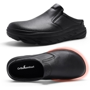 image:imageOrthoComfoot Mens Orthopedic Diabetic Wide Slippers Comfortable Plantar Fasciitis Arch Support Leather Oxfords Flat Feet Neuropathy Casual House Slip On Loafers for Foot amp Heel Pain ReliefKblack1