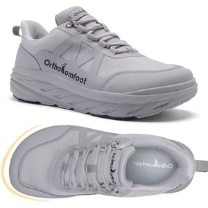 image:imageOrthoComfoot Mens Orthopedic Diabetic Wide Walking Shoes Comfortable Arch Support Plantar Fasciitis Fashion Sneakers Casual Hammer Toes Swollen Tennis Sports Shoes for Heel and Foot Pain ReliefK2gray