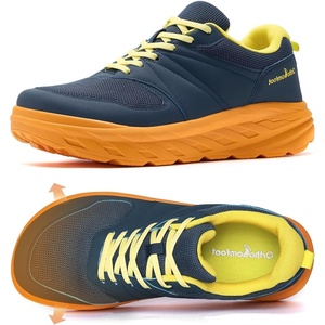 image:imageOrthoComfoot Mens Orthopedic Diabetic Wide Walking Shoes Comfortable Arch Support Plantar Fasciitis Sports Running Sneakers Casual Swollen Bunion Work Tennis Shoes for Foot and Heel Pain ReliefK3dark Blue